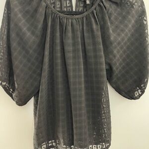EUC Women's Black Top with Puffed Sleeves Fully Lined Dressy Size M
